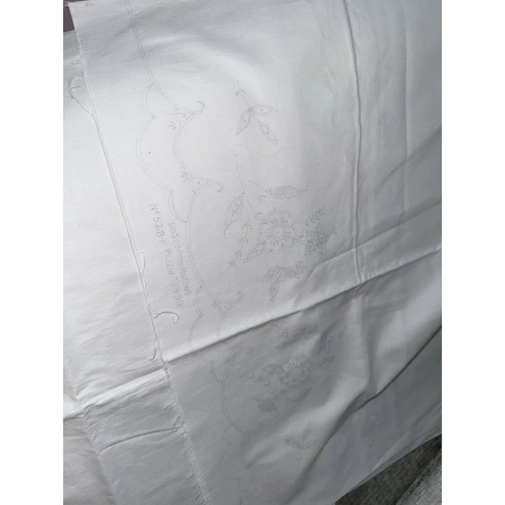 Vintage Pillowcase Tubing Stamped To Embroider Two Cases Matching
